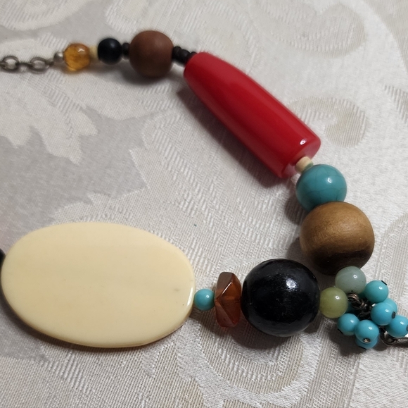 VINTAGE LANE BRYANT ARTISAN STATEMENT NECKLACE OVERSIZED PENDANT COLORFUL BEADS - Picture 2 of 10